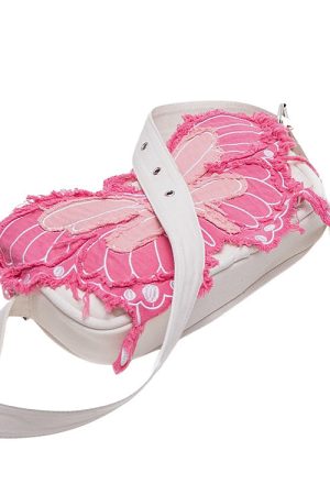 Cute Everyday Outfits, Outfit Inspo Casual Y2K Aesthetic Butterfly Denim Handbag