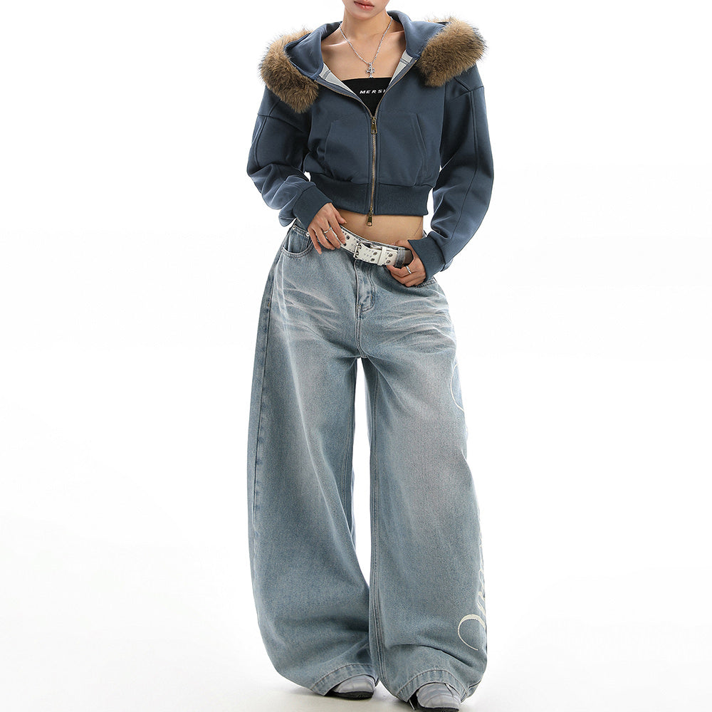 Cute Everyday Outfits, Outfit Inspo Casual Y2K Aesthetic Cropped Fur Hoodie Cute Everyday Outfits, Outfit Inspo Casual Y2K Aesthetic Cropped Fur Hoodie