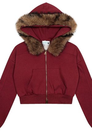 Cute Everyday Outfits, Outfit Inspo Casual Y2K Aesthetic Cropped Fur Hoodie