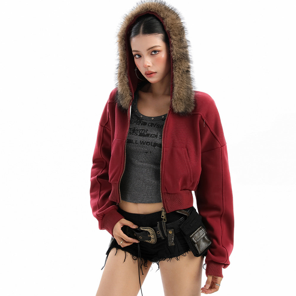 Cute Everyday Outfits, Outfit Inspo Casual Y2K Aesthetic Cropped Fur Hoodie Cute Everyday Outfits, Outfit Inspo Casual Y2K Aesthetic Cropped Fur Hoodie