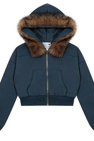 Cute Everyday Outfits, Outfit Inspo Casual Y2K Aesthetic Cropped Fur Hoodie