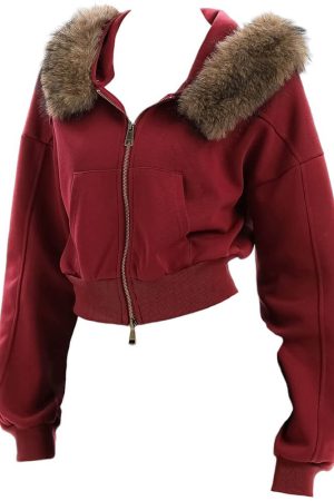 Cute Everyday Outfits, Outfit Inspo Casual Y2K Aesthetic Cropped Fur Hoodie