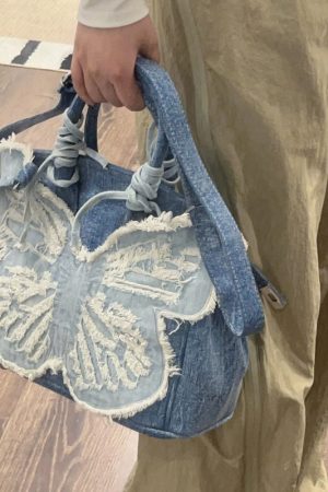 Cute Everyday Outfits, Outfit Inspo Casual Y2K Aesthetic Denim Butterfly Handbag