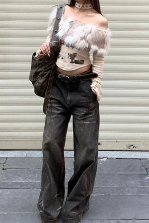 Cute Everyday Outfits, Outfit Inspo Casual Y2K Aesthetic Fur Top