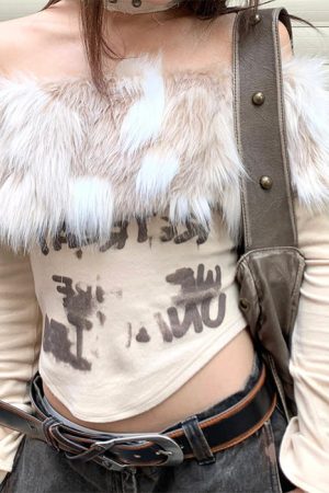 Cute Everyday Outfits, Outfit Inspo Casual Y2K Aesthetic Fur Top