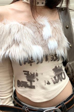 Cute Everyday Outfits, Outfit Inspo Casual Y2K Aesthetic Fur Top