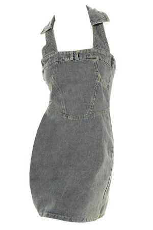 Cute Everyday Outfits, Outfit Inspo Casual Y2K Aesthetic Halter Denim Dress