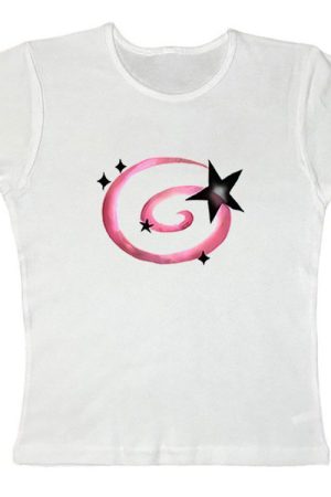 Cute Everyday Outfits, Outfit Inspo Casual Y2K Aesthetic Star Cropped Tee