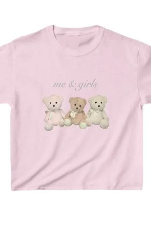 Cute Everyday Outfits, Outfit Inspo Casual Y2K Bears Print Crop Top