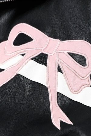 Cute Everyday Outfits, Outfit Inspo Casual Y2K Bow Motorcycle Jacket
