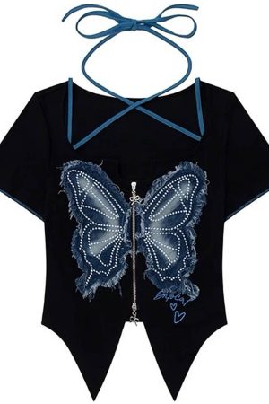 Cute Everyday Outfits, Outfit Inspo Casual Y2K Butterfly Cutout Top