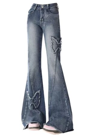 Cute Everyday Outfits, Outfit Inspo Casual Y2K Butterfly Flare Jeans