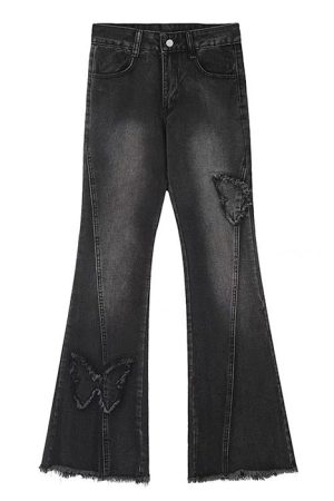 Cute Everyday Outfits, Outfit Inspo Casual Y2K Butterfly Flare Jeans