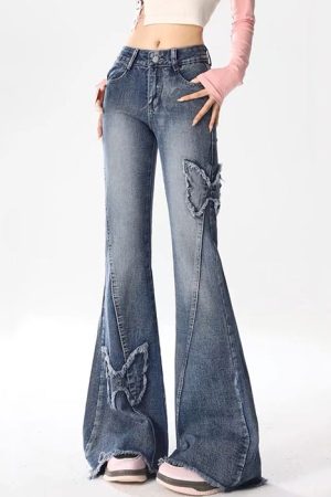 Cute Everyday Outfits, Outfit Inspo Casual Y2K Butterfly Flare Jeans