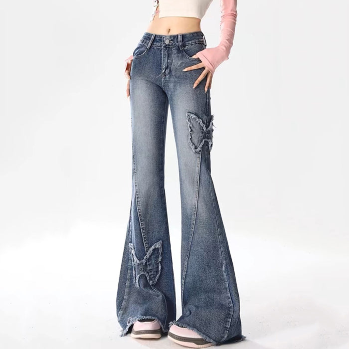 Cute Everyday Outfits, Outfit Inspo Casual Y2K Butterfly Flare Jeans Cute Everyday Outfits, Outfit Inspo Casual Y2K Butterfly Flare Jeans