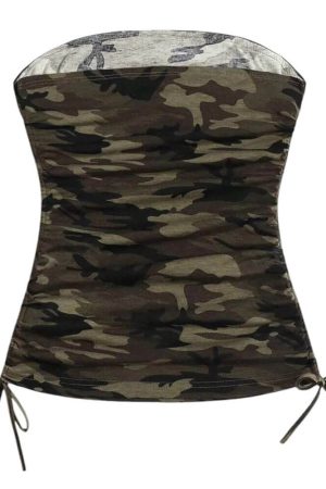 Cute Everyday Outfits, Outfit Inspo Casual Y2K Camouflage Tube Top