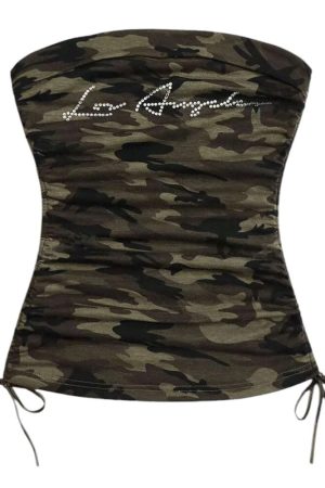 Cute Everyday Outfits, Outfit Inspo Casual Y2K Camouflage Tube Top