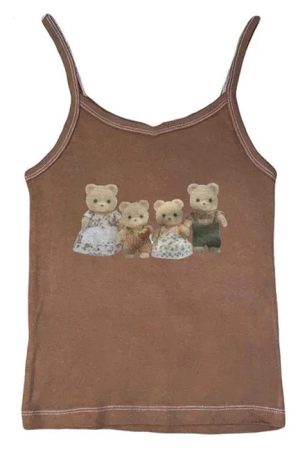 Cute Everyday Outfits, Outfit Inspo Casual Y2K Cute Bears Tank Top