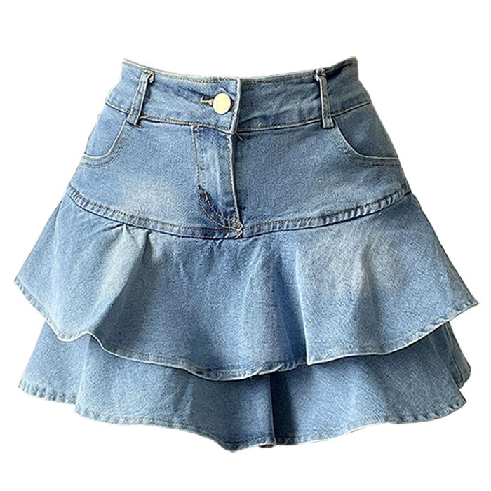 Cute Everyday Outfits, Outfit Inspo Casual Y2K Denim Ruffled Skirt