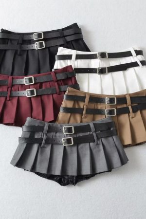 Cute Everyday Outfits, Outfit Inspo Casual Y2K Double-Belt Extreme Micro Skirt