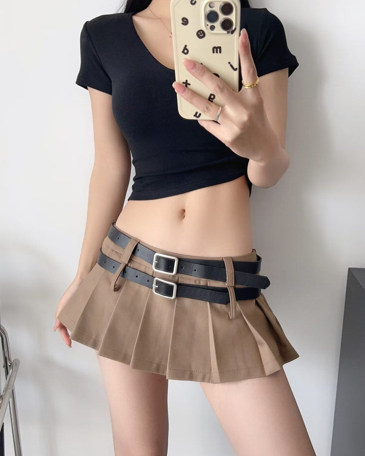 Cute Everyday Outfits, Outfit Inspo Casual Y2K Double-Belt Extreme Micro Skirt Cute Everyday Outfits, Outfit Inspo Casual Y2K Double-Belt Extreme Micro Skirt