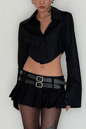 Cute Everyday Outfits, Outfit Inspo Casual Y2K Double-Belt Extreme Micro Skirt