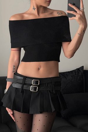 Cute Everyday Outfits, Outfit Inspo Casual Y2K Double-Belt Extreme Micro Skirt