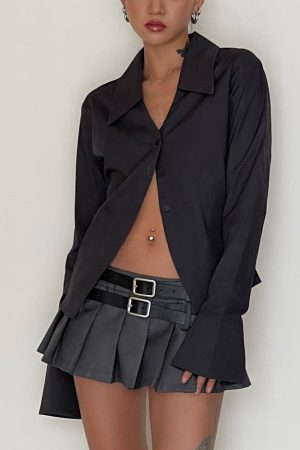 Cute Everyday Outfits, Outfit Inspo Casual Y2K Double-Belt Extreme Micro Skirt