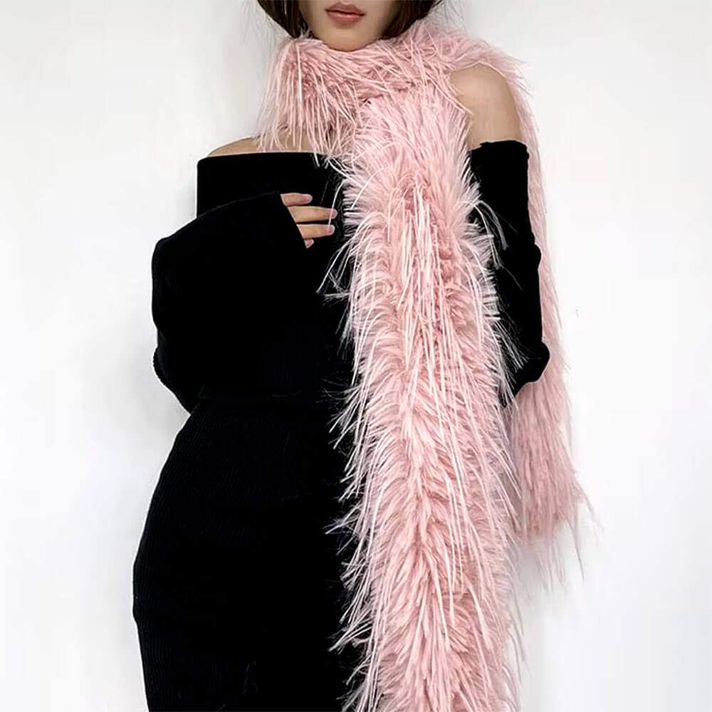 Cute Everyday Outfits, Outfit Inspo Casual Y2K Faux Fur Long Fluffy Scarf