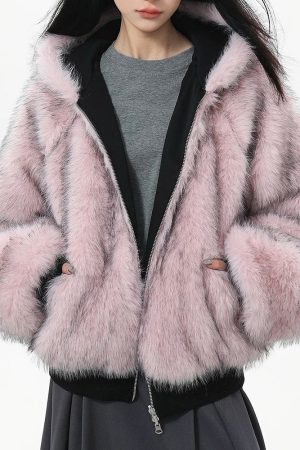 Cute Everyday Outfits, Outfit Inspo Casual Y2K Fur-Lined Zip-Up Jacket