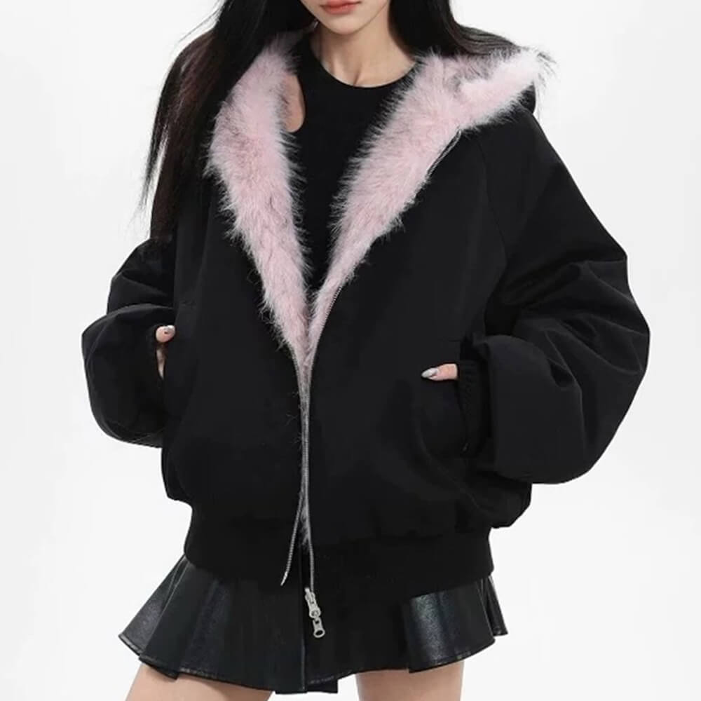 Cute Everyday Outfits, Outfit Inspo Casual Y2K Fur-Lined Zip-Up Jacket Cute Everyday Outfits, Outfit Inspo Casual Y2K Fur-Lined Zip-Up Jacket