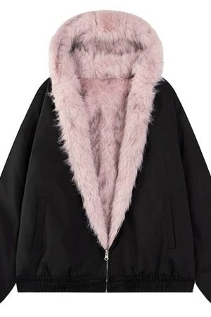 Cute Everyday Outfits, Outfit Inspo Casual Y2K Fur-Lined Zip-Up Jacket