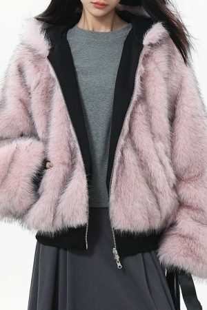 Cute Everyday Outfits, Outfit Inspo Casual Y2K Fur-Lined Zip-Up Jacket