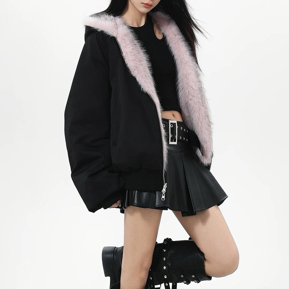 Cute Everyday Outfits, Outfit Inspo Casual Y2K Fur-Lined Zip-Up Jacket Cute Everyday Outfits, Outfit Inspo Casual Y2K Fur-Lined Zip-Up Jacket