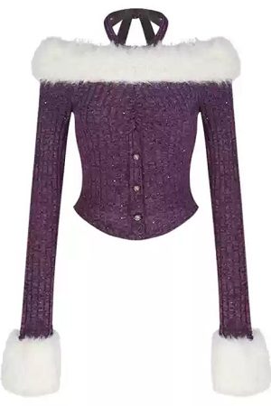 Cute Everyday Outfits, Outfit Inspo Casual Y2K Fuzzy Off Shoulder Knit Top