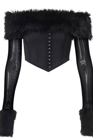 Cute Everyday Outfits, Outfit Inspo Casual Y2K Fuzzy Off Shoulder Top