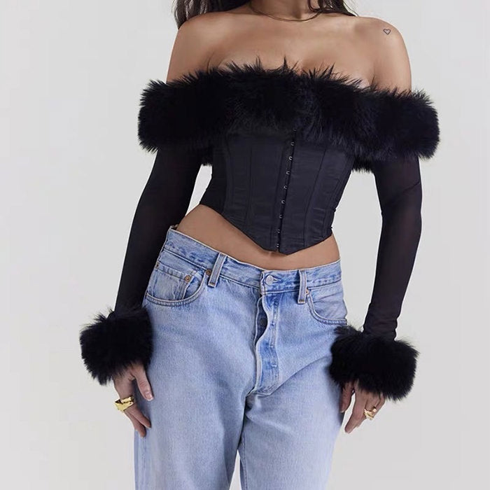 Cute Everyday Outfits, Outfit Inspo Casual Y2K Fuzzy Off Shoulder Top Cute Everyday Outfits, Outfit Inspo Casual Y2K Fuzzy Off Shoulder Top