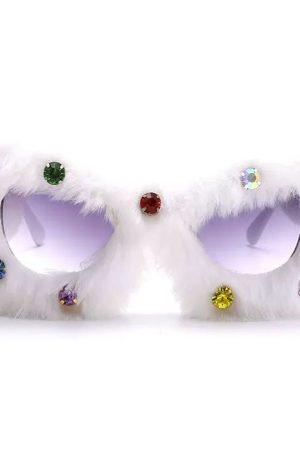 Cute Everyday Outfits, Outfit Inspo Casual Y2K Fuzzy Rhinestone Glasses