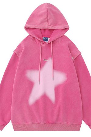 Cute Everyday Outfits, Outfit Inspo Casual Y2K Hoodie with Graffiti Star Print