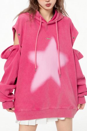 Cute Everyday Outfits, Outfit Inspo Casual Y2K Hoodie with Graffiti Star Print