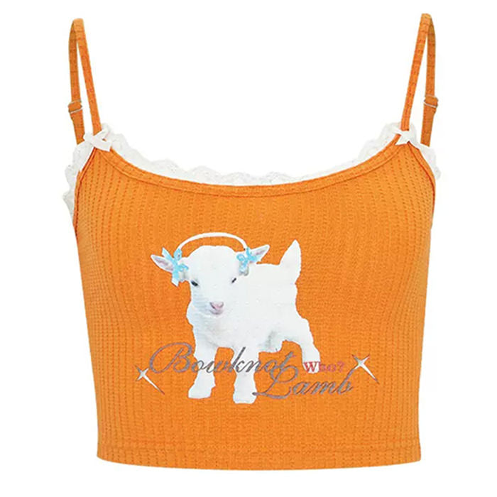 Cute Everyday Outfits, Outfit Inspo Casual Y2K Lamb Print Crop Top Cute Everyday Outfits, Outfit Inspo Casual Y2K Lamb Print Crop Top