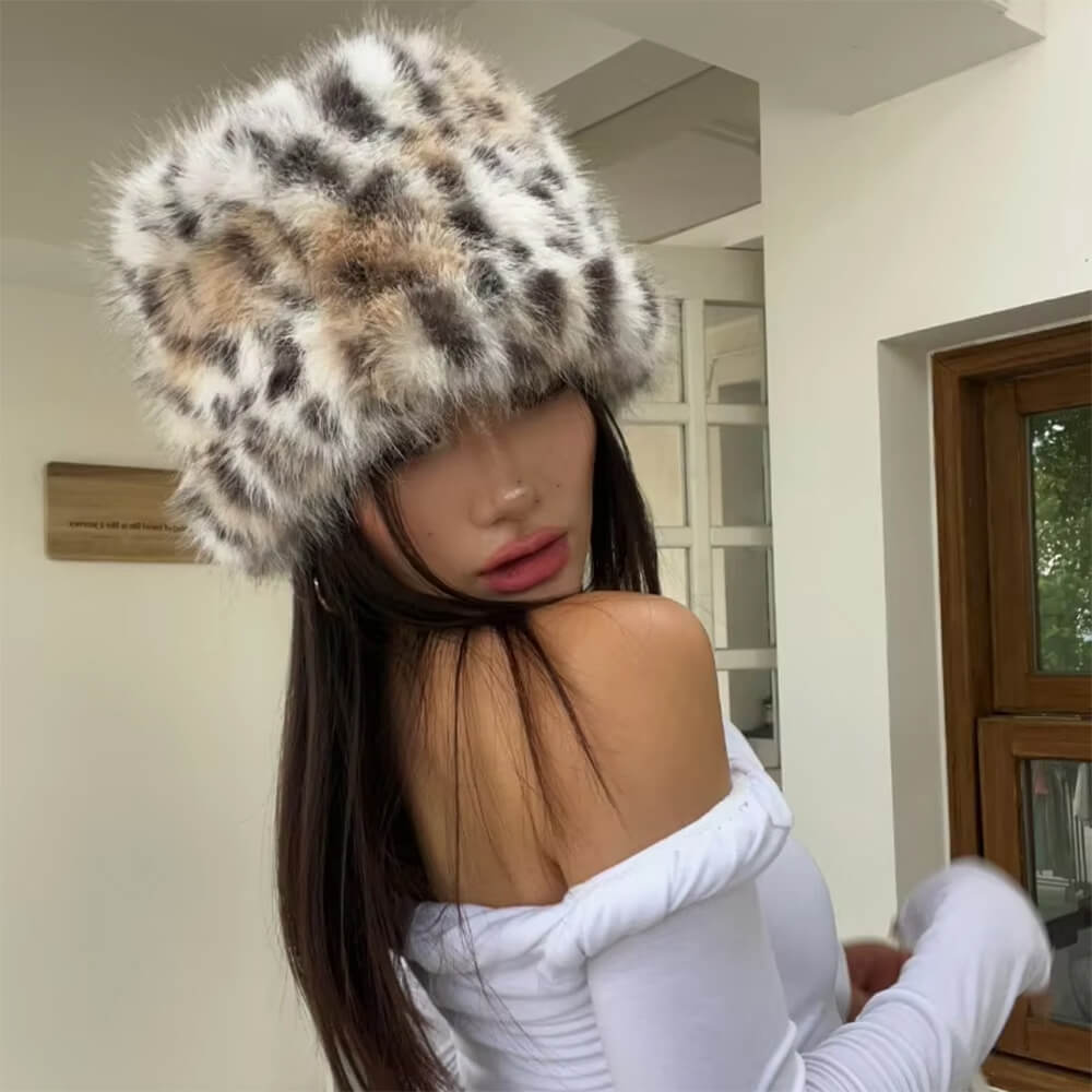 Cute Everyday Outfits, Outfit Inspo Casual Y2K Leopard Fuzzy Bucket Hat Cute Everyday Outfits, Outfit Inspo Casual Y2K Leopard Fuzzy Bucket Hat
