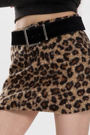 Cute Everyday Outfits, Outfit Inspo Casual Y2K Leopard Fuzzy Mini Skirt