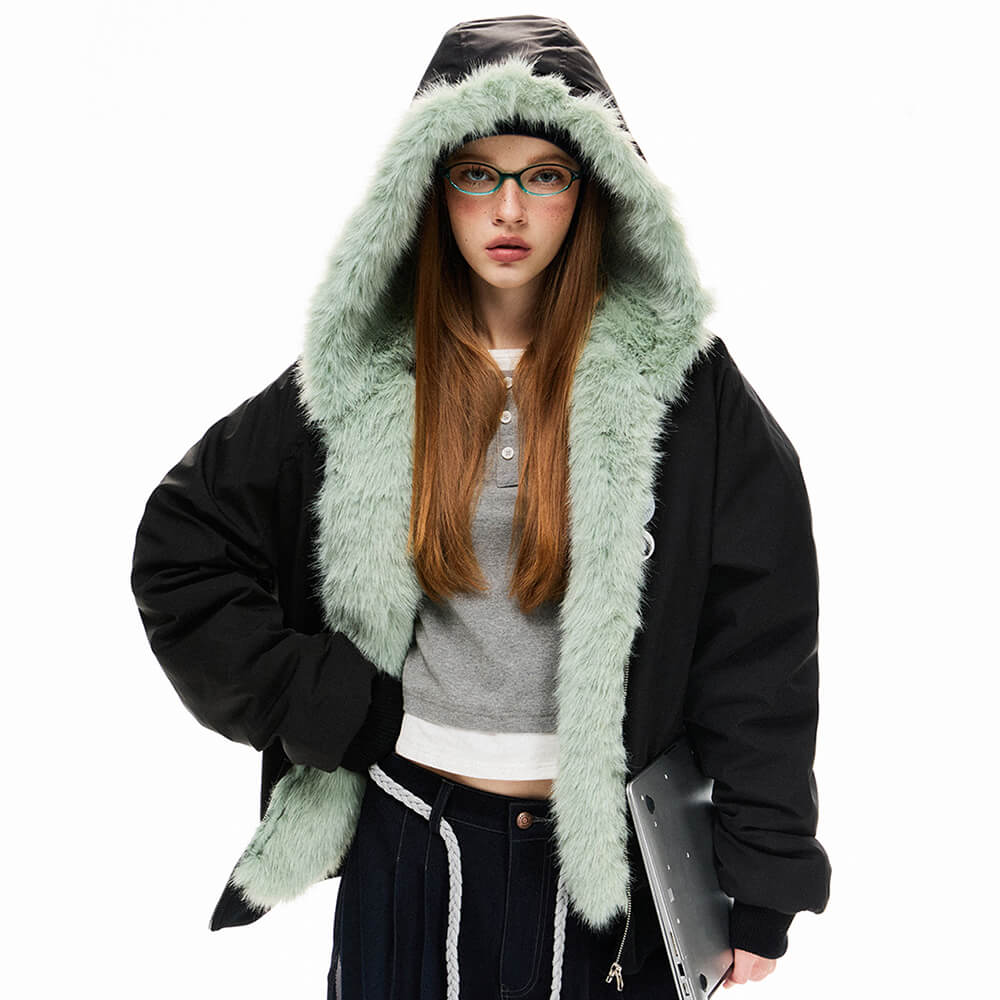 Cute Everyday Outfits, Outfit Inspo Casual Y2K Mint Fur Parka