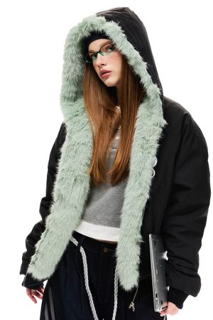 Cute Everyday Outfits, Outfit Inspo Casual Y2K Mint Fur Parka