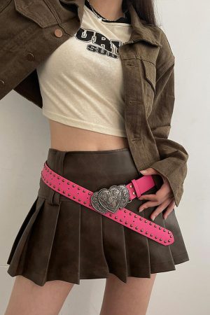 Cute Everyday Outfits, Outfit Inspo Casual Y2K Pink Double Heart Belt
