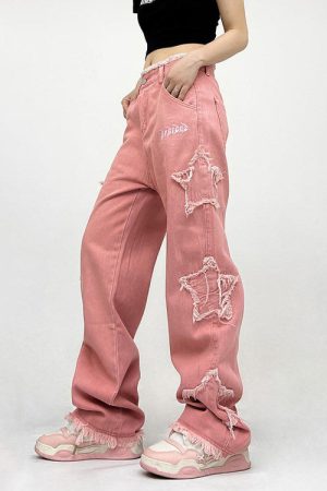 Cute Everyday Outfits, Outfit Inspo Casual Y2K Pink Star Jeans