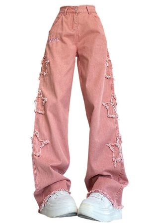 Cute Everyday Outfits, Outfit Inspo Casual Y2K Pink Star Jeans