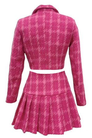 Cute Everyday Outfits, Outfit Inspo Casual Y2K Pink Tweed Jacket & Skirt Co-Ord