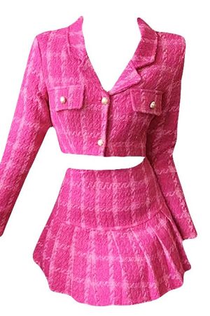 Cute Everyday Outfits, Outfit Inspo Casual Y2K Pink Tweed Jacket & Skirt Co-Ord